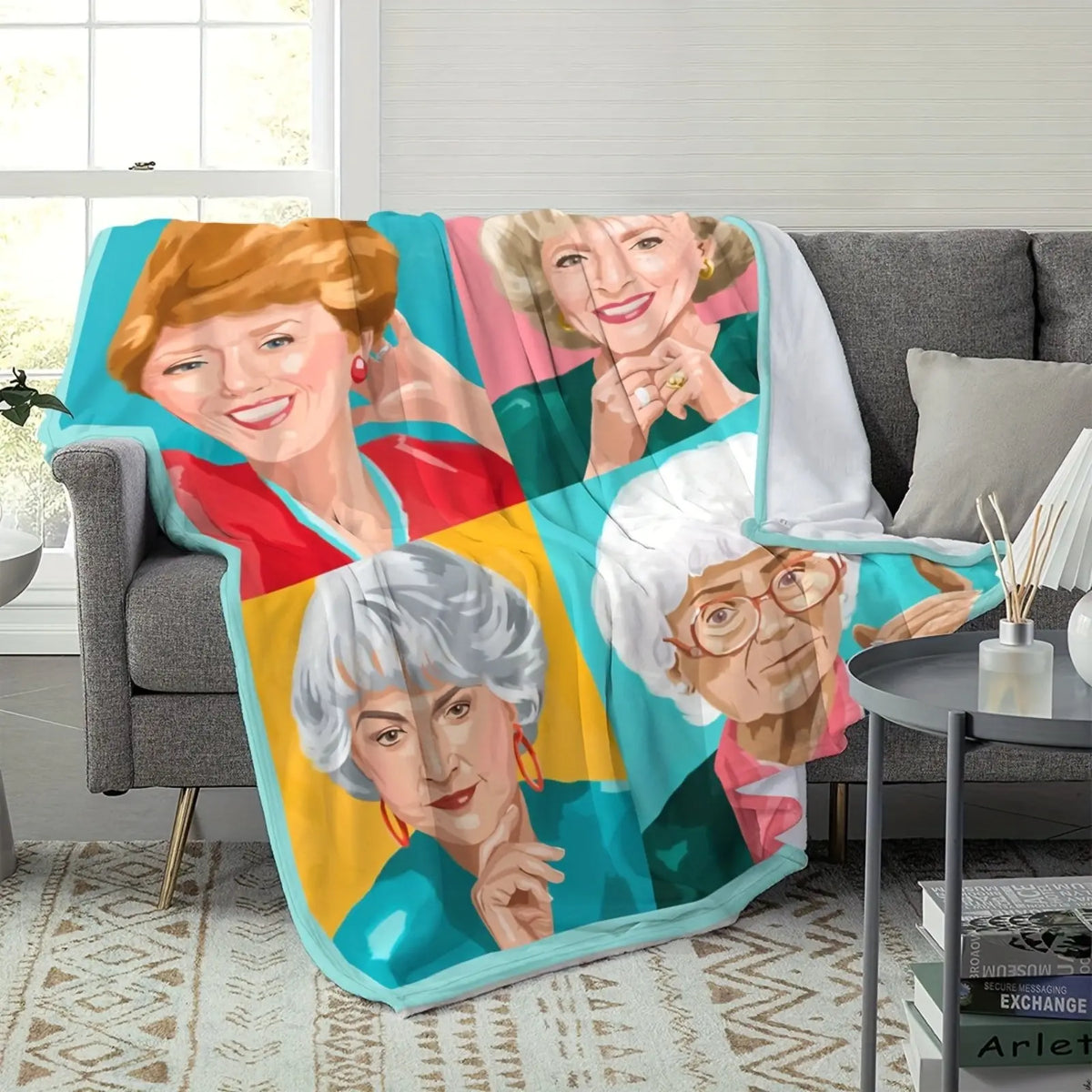 Girls Golden Classic TV Show Themed Blanket - Iconic 4 Characters Design Soft All-Season Bedspread Car Couch Flannel Throw Gift for Fans, Women & Men