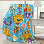 Soft Flannel Blanket Bear in the Big Blue House Cartoon Design, Cozy Throw for Living Room Office Sofa, Perfect Gift for All Seasons Thin Blanket Dream Workshop