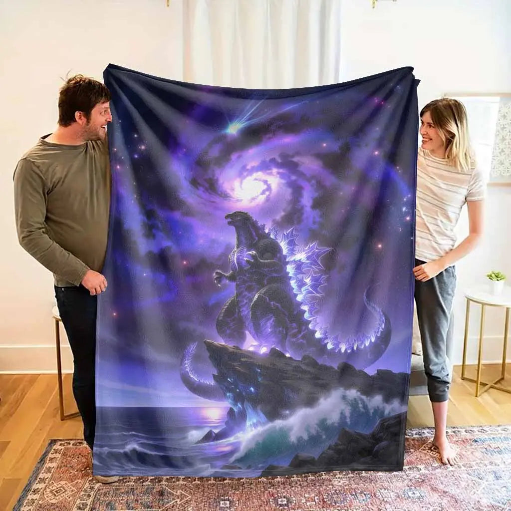 Galaxy Cosmic Dragon Antipilling Flannel Throwblanket - Nebula Sky & Ocean Cliff Fantasy Print, Ultra Soft, Warm, Breathable, Lightweight, Wrinkle Resistant, Ideal for Bedroom Decor, Holiday Gift, Fits Most Beds and Sofas (TikTok Shop Spring Glowup), Soft