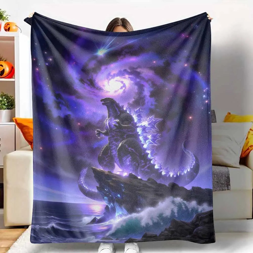 Galaxy Cosmic Dragon Antipilling Flannel Throwblanket - Nebula Sky & Ocean Cliff Fantasy Print, Ultra Soft, Warm, Breathable, Lightweight, Wrinkle Resistant, Ideal for Bedroom Decor, Holiday Gift, Fits Most Beds and Sofas (TikTok Shop Spring Glowup), Soft