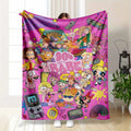 90s Nostalgic Cartoon Collage Flannel Fleece Blanket - Iconic Retro Pop Culture Characters Print, Breathable Soft Comfy Cozy Throw, Decorative Sofa Blanket for Living Room, Travel Gifts, Breathable Soft Blanket