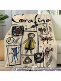 Coraline Cartoon Throw Blanket, Gothic Fantasy Girl Black Cat Soft Cozy Plush Bed Blanket, Lightweight Warm Blankets for Kids Bedroom Decor, Couch Sofa Living Room, Birthday Gifts for Fans