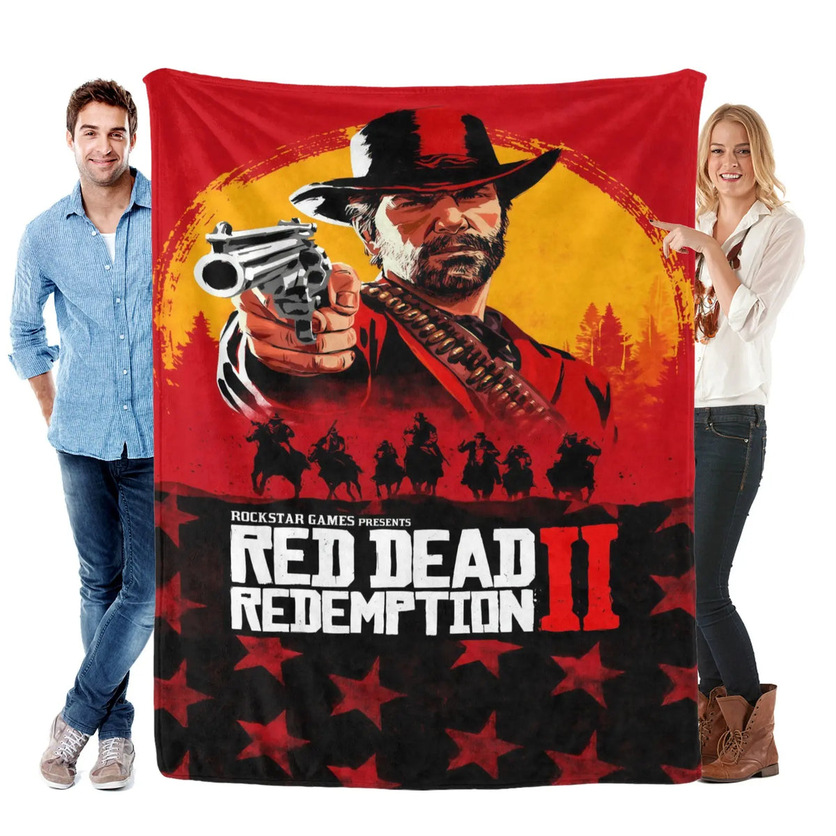 Red Dead Redemption John Marston Flannel Blanket - Premium Flannel Material Game Series Cowboy Characters Throw for Home Bedspread Decoration Mother's Day Valentine's Day Birthday Christmas Gift