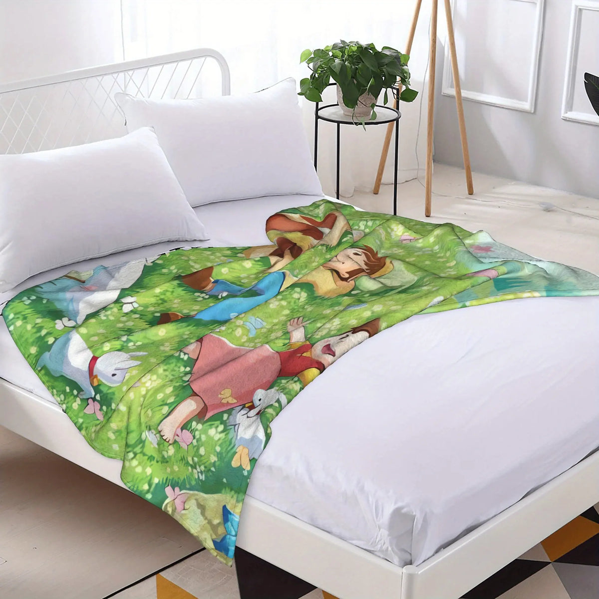 PAUSEBOLL [Summer Vibes] Plush Flannel Anime Blanket - Cozy Throw with Playful Look, Home Decor Piece, Blankets for Sofa, Suitable for Bed & Office Use, Ideal Gift