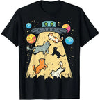 100% Premium Cotton graphic tees Alien Abduction Cats UFO Flying Saucer Space Women Girls Kid T-Shirt