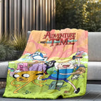Adventure Time Cartoon Characters Flannel Blanket Large Size Ultra Soft Warm Lightweight Cozy Throw Blanket Perfect For Bed Sofa Living Room Office Camping Travel Gift Birthday Christmas For Fans Boys Teens Her