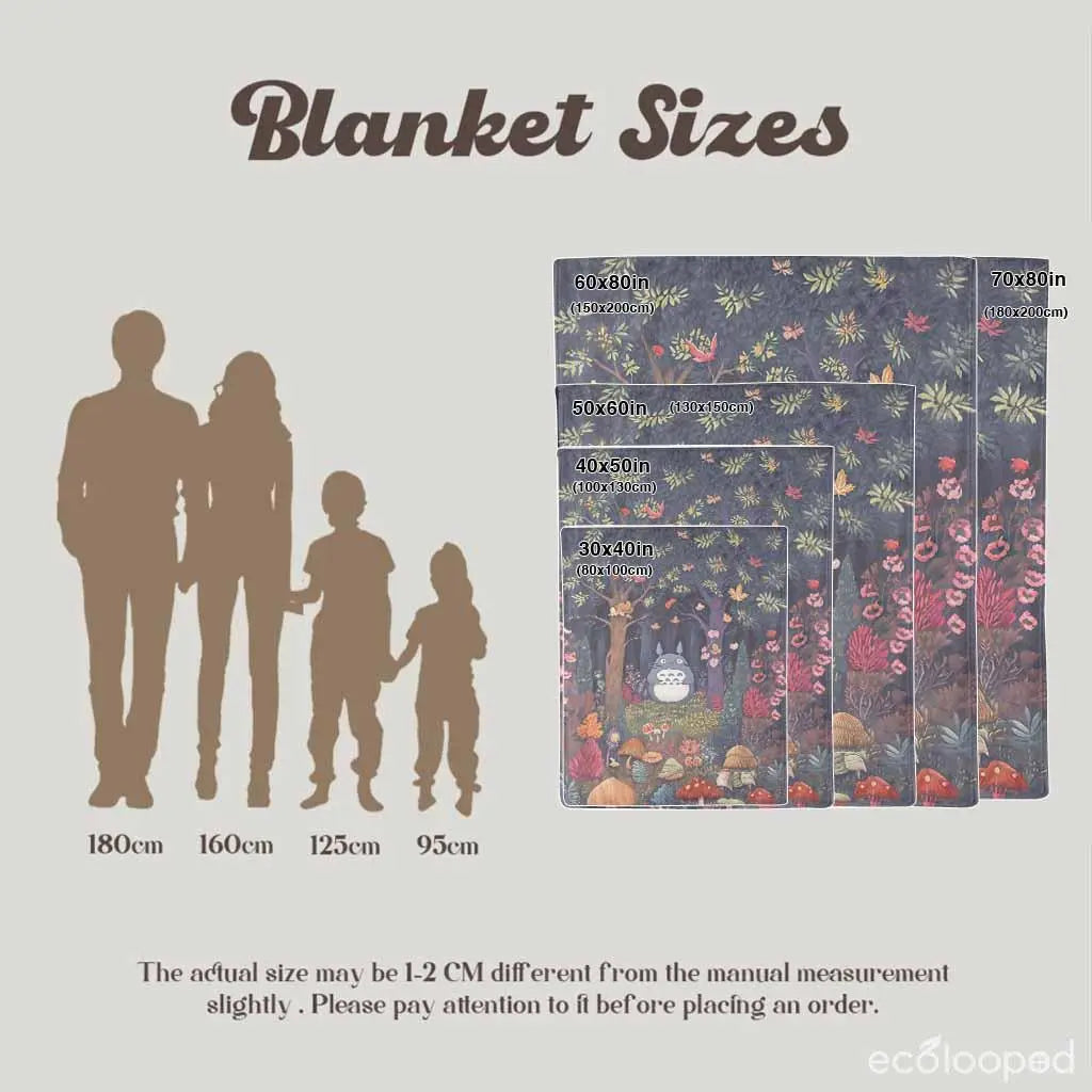 Totoro Flannel Throw Blanket - 60×80in Bed Cover, Whimsical Fantasy Animation Theme, Wrinkle-Resistant, Anti-Pilling Enchanted Forest Print, Super Soft Breathable, Built to Last Daily Use Home Textile, Ideal Gift for Animation Lovers