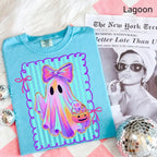 Comfort Colors Preppy Halloween Ghost Shirt, Cute Boo Ghost Coquette Tee, Floral Spooky Season Pumpkin Shirt, Girly Retro Halloween Apparel for Women
