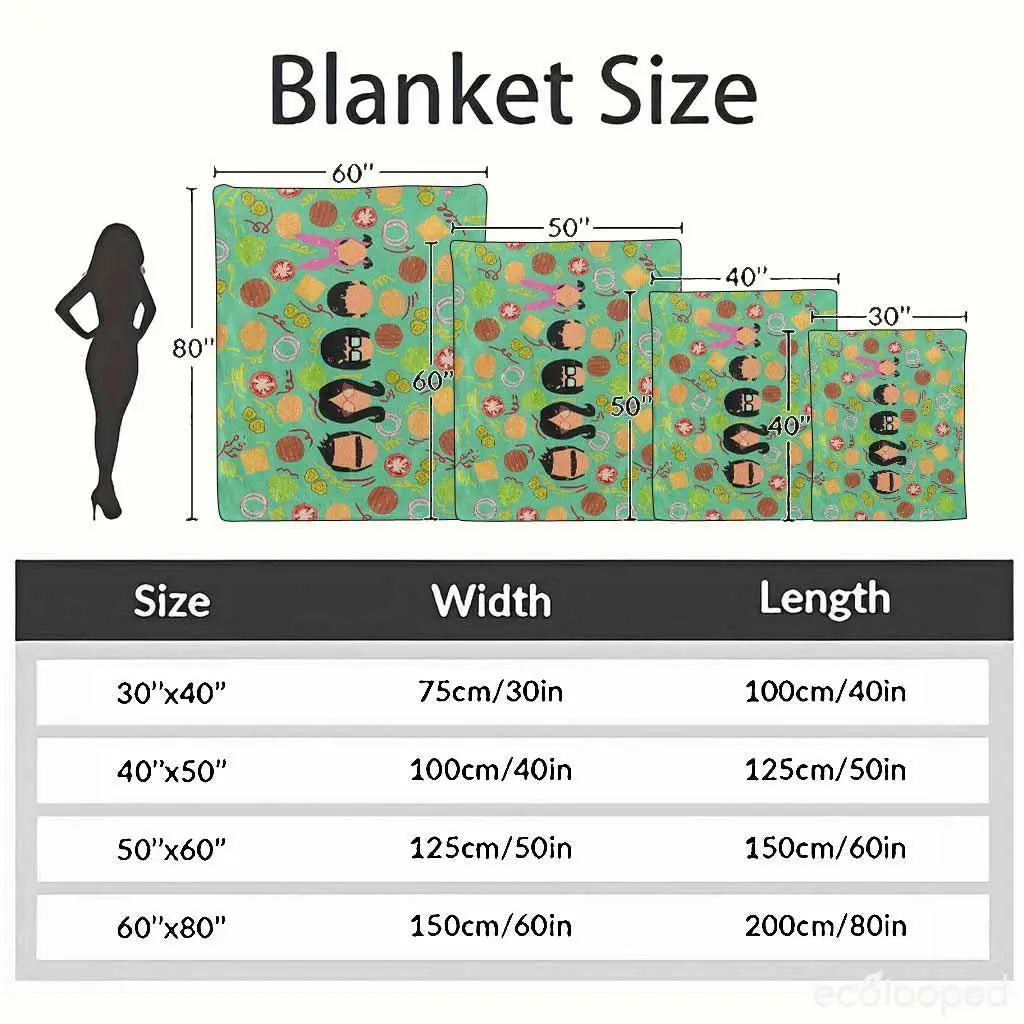 Burger Family Flannel Throw Blanket, Cartoon Food Print, Soft Warm Lightweight Breathable Cozy, Ideal for Sofa & Travel, Great Gift for Food Lovers, Lightweight Breathable Blanket