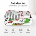 Funny Merry Christmas Flannel Throw Blanket, Funny Xmas Tree Birthday Gifts for Kids Men Women, Winter Holiday Soft Blankets for Bedding Sofa Home Decor Gift Idea