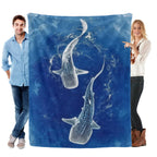 Romantic ocean style whale shark pattern warm blanket children adult nap blanket soft and comfortable suitable for all seasons