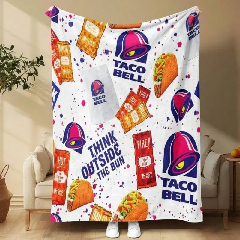 Taco Bell Themed Ultra-Soft Heavyweight Flannel Blanket, Queen Size, Multi-Use Throw for Sofa, Bed & Travel, Quality Home Decoration & Holiday Gift Idea summerwins