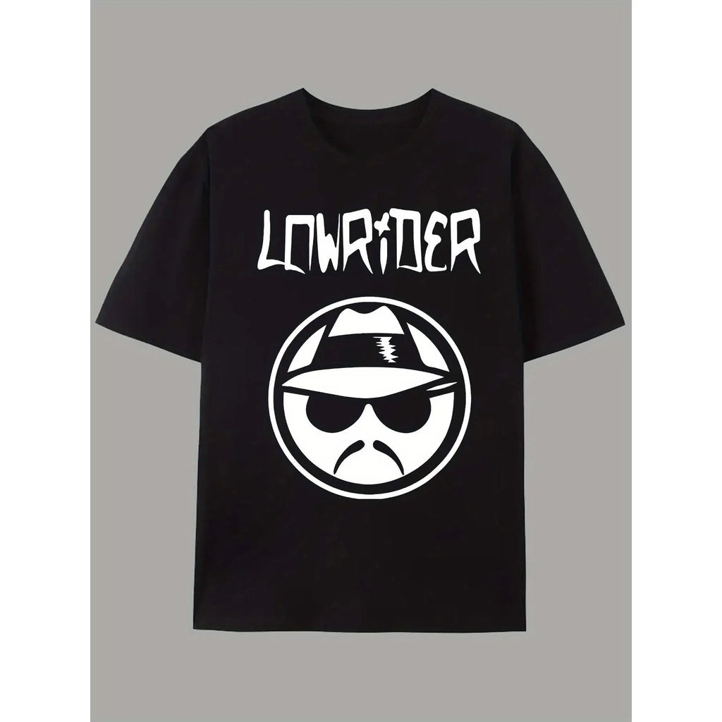 Men's Casual Graphic Tee - LOWRIDER Print, White