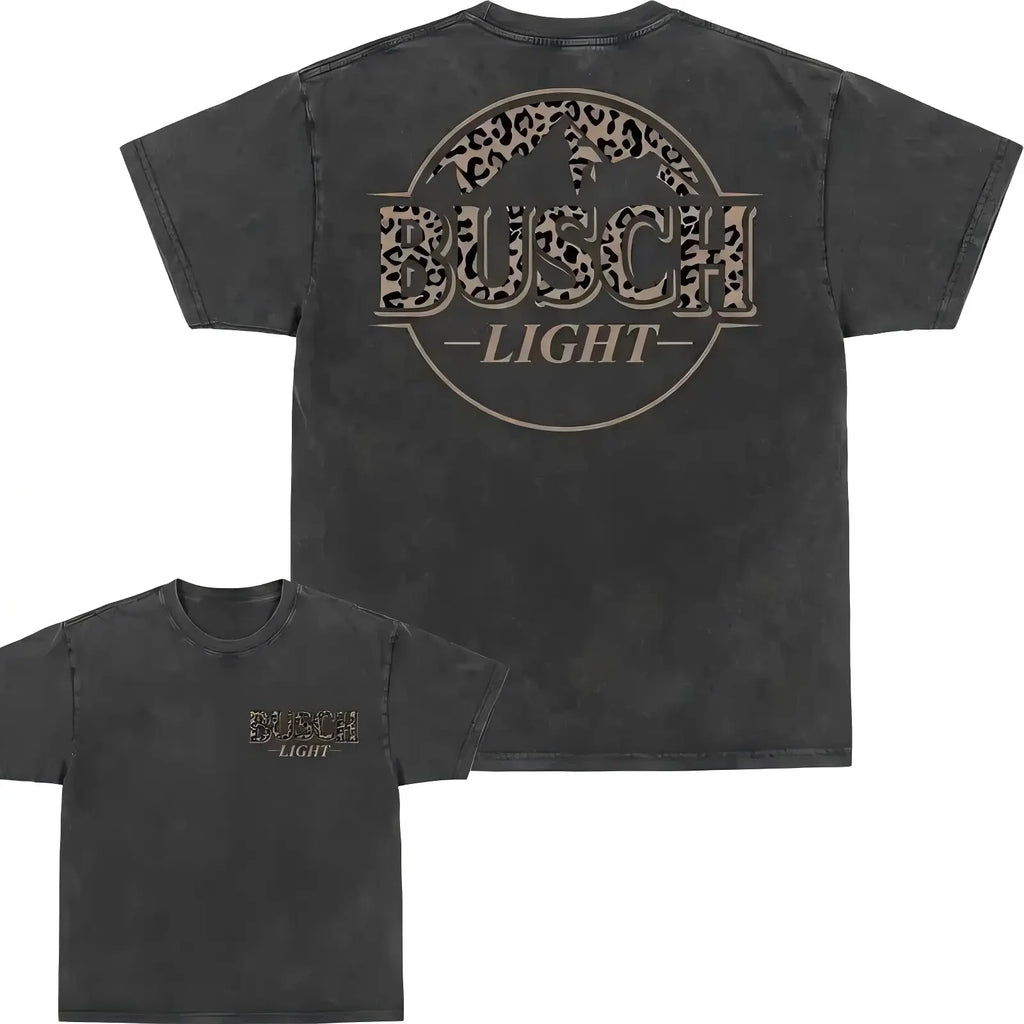 Washed Vintage Leopard Print T-Shirt Unisex Dual-Sided