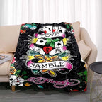 3dED- HARDY Tattoo Tiger Skull Blanket Living Room Bedroom Sofa Soft and Comfortable Warm Blanket Office Leisure Blanket