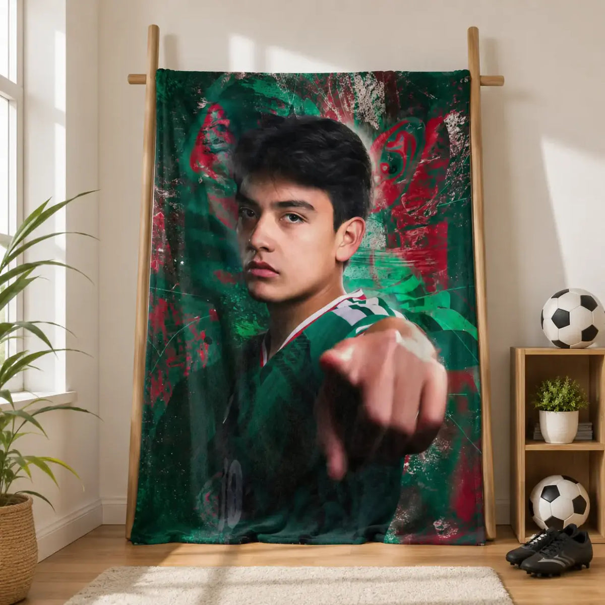 Gilmora Gilberto G. Mora Mexico Soccer Player Throw Blanket, Football Athlete Portrait Graphic Soft Cozy Plush Bed Blanket, Lightweight Warm Blankets for Bedroom Decor, Couch Sofa Living Room, Birthday Gifts for Soccer Fans