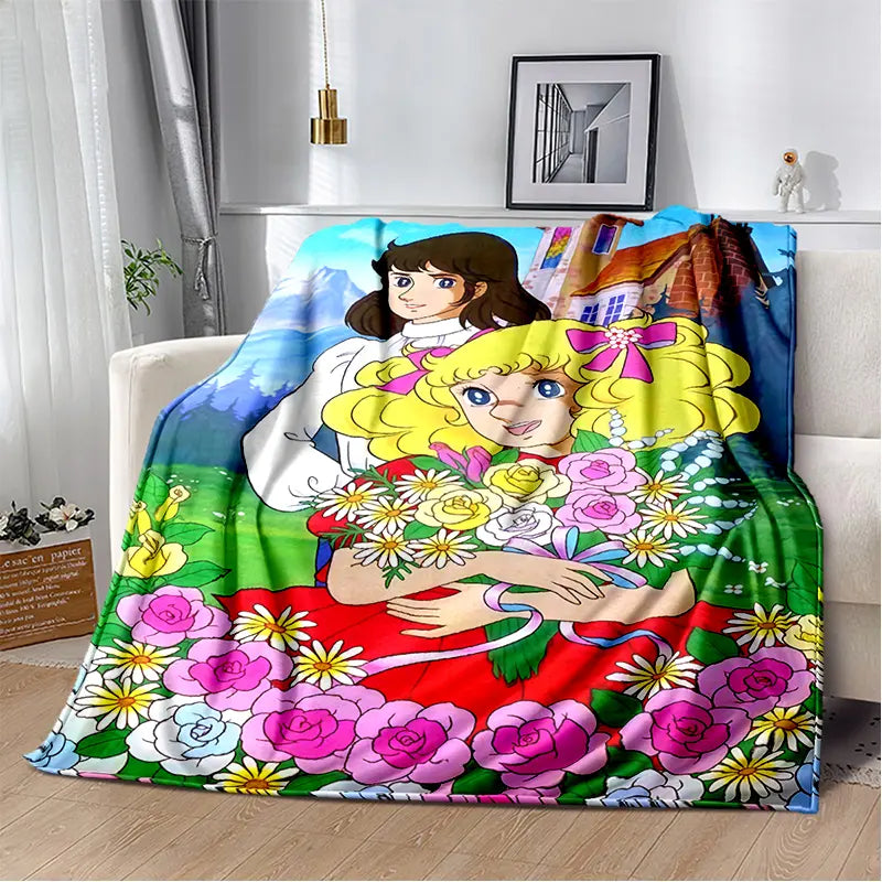 2025 New Style Candy Candy Girl Cartoon Anime Soft Plush Blanket,Flannel Throw Blanket Polyester Blanket for Living Room Bedroom Sofa Kid Gift