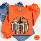 Fall Book Pumpkin Sweatshirt or T-Shirt, Halloween Book Lover Graphic, Cozy Bookish Autumn Shirt, Pumpkin Reading Gift