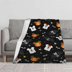 [SummerVibes] DISNEY CLASSIC Halloween Mickey and Minnie Flannel Blanket - Soft, Warm, Bat Cartoon Design, Sofa, Bed, Office, Blanket for Couch