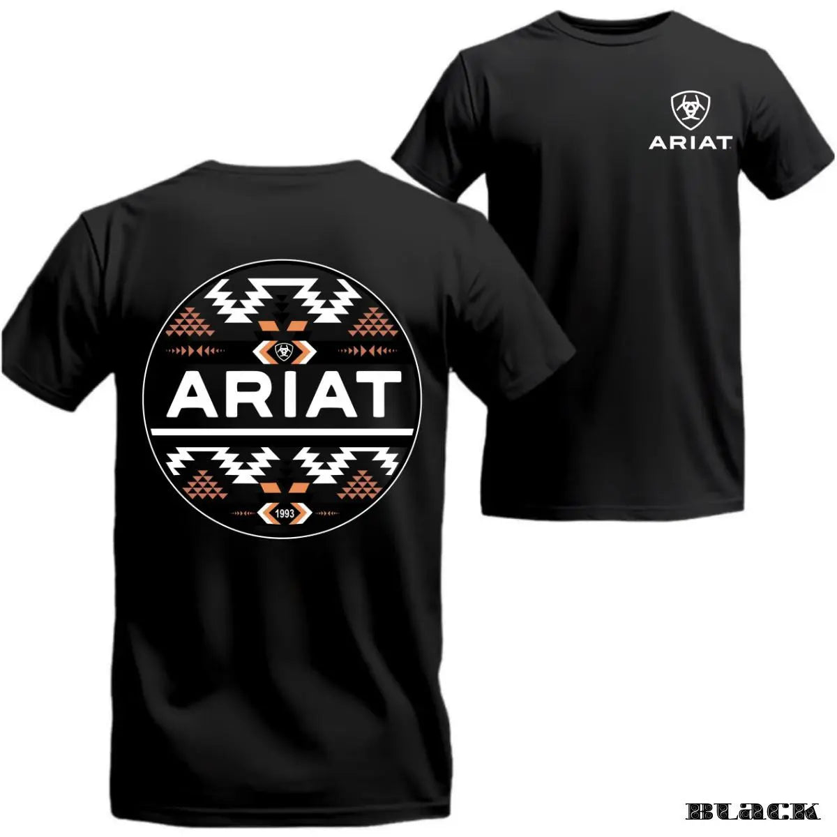 Ariat T-shirt - Unique Tribal Design Highlighting Western Style And Adventure, Perfect For Casual Wear, Suitable For Men And Women