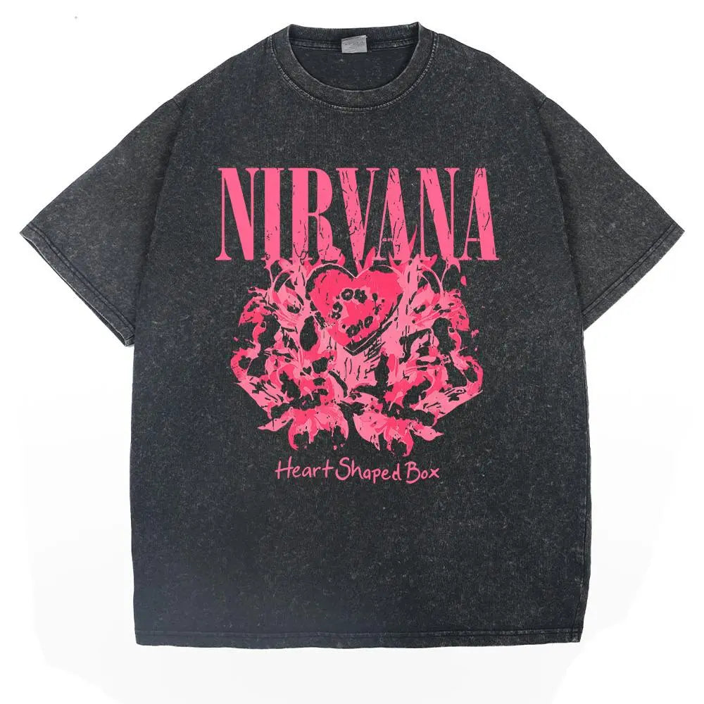 Nirvana Heart Shaped Box Vintage Oversized T-Shirt for Men & Women