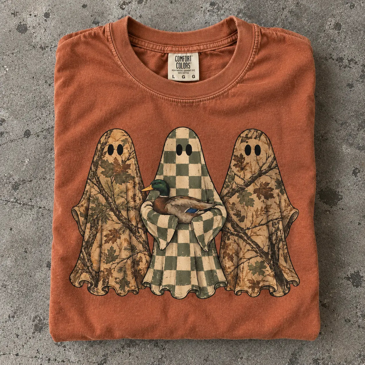 Hunting Season Ghosts Comfort Shirt: Camo Mallard Duck Halloween Tshirt