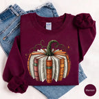 Fall Book Pumpkin Sweatshirt or T-Shirt, Halloween Book Lover Graphic, Cozy Bookish Autumn Shirt, Pumpkin Reading Gift