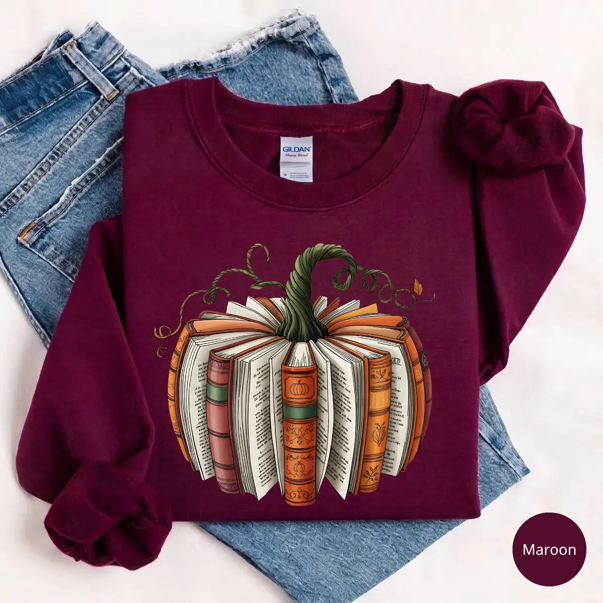 Fall Book Pumpkin Sweatshirt or T-Shirt, Halloween Book Lover Graphic, Cozy Bookish Autumn Shirt, Pumpkin Reading Gift