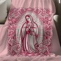 1 Piece Cozy Pink Virgin Mary Blanket-Super Soft Velvet with Floral Pattern, Perfect Gift for Mom, Grandma, Birthday and Valentine's Day, Perfect for Sofa, Bed, Travel and Living Room, multifunctional Blanket | Floral Blanket | Plush Texture,Meditation