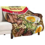 JOOCAR Instant Ramen Noodle Soup Beef Flavor Throw Blanket Fuzzy Plush Fleece Funny Food Blankets Soft Cozy Microfiber Flannel Travel Blanket for Couch Bed All Season Home Decor