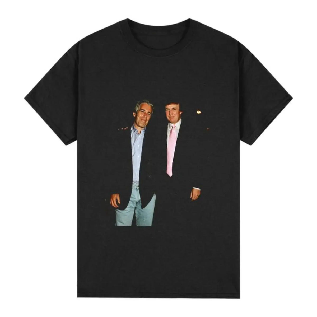 1997 Vintage Epstein Trump Men's Short-Sleeve Minimalist Neck T-Shirt - Menswear Male Clothing, Breathable Outdoor Wear Sports Top for Outdoor Activities, Black Crewneck Tee