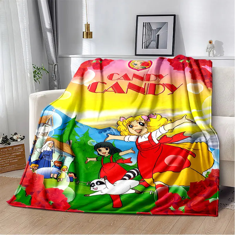 2025 New Style Candy Candy Girl Cartoon Anime Soft Plush Blanket,Flannel Throw Blanket Polyester Blanket for Living Room Bedroom Sofa Kid Gift