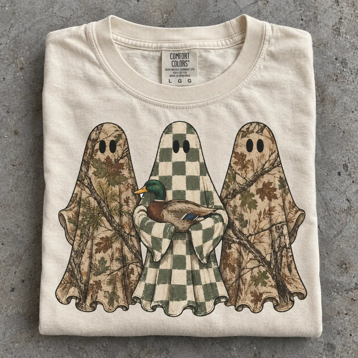 Hunting Season Ghosts Comfort Shirt: Camo Mallard Duck Halloween Tshirt