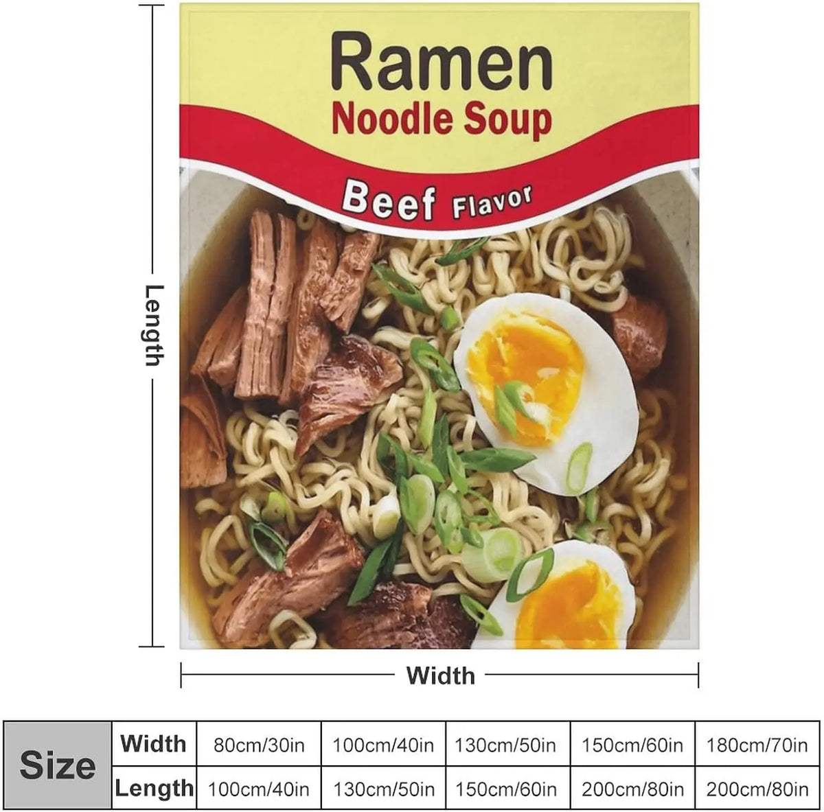 JOOCAR Instant Ramen Noodle Soup Beef Flavor Throw Blanket Fuzzy Plush Fleece Funny Food Blankets Soft Cozy Microfiber Flannel Travel Blanket for Couch Bed All Season Home Decor