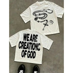 Men's Loose Fit Cross Necklace Print T-Shirt