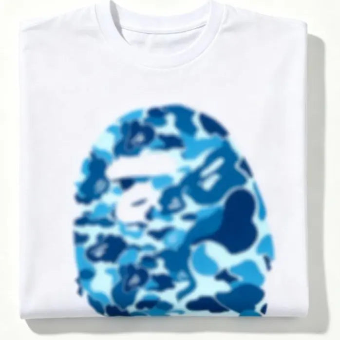 Vintage Blue Shade Camo Monkey Outline T-Shirt for Youth & Adults