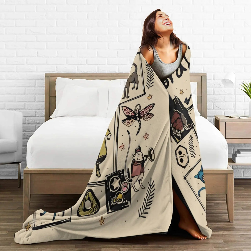 Cartoon Movie Animal Collage Flannel Plush Throw Blanket - Allover Print, All-Season Cozy Gothic Fleece, Cartoon Graphic Throw for Horror Movie Fans (Halloween, Birthdays Gifts), Flannel Plush Throws, Allover Print Blankets