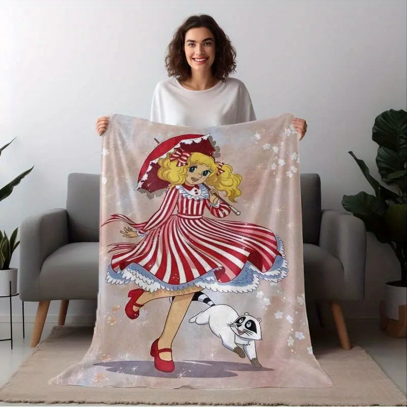 [Memorial Day Deals] Multi-Size Anime Candy Digital Print Glam Soft Cozy Blanket - All-Season Wrap for Sofa, Office - Christmas Gift for Friends, Anime Room Decor & House Decor