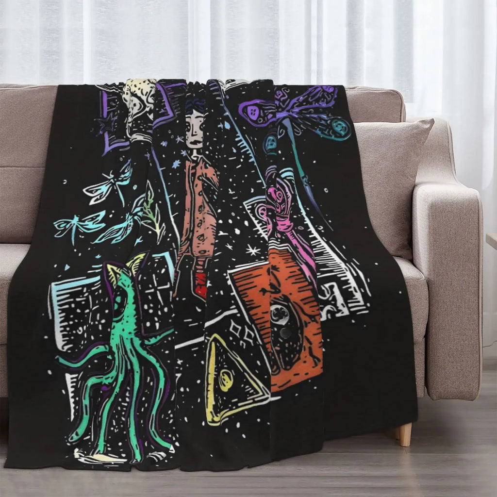 Cartoon Movie Animal Collage Flannel Plush Throw Blanket - Allover Print, All-Season Cozy Gothic Fleece, Cartoon Graphic Throw for Horror Movie Fans (Halloween, Birthdays Gifts), Flannel Plush Throws, Allover Print Blankets