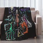 Cartoon Movie Animal Collage Flannel Plush Throw Blanket - Allover Print, All-Season Cozy Gothic Fleece, Cartoon Graphic Throw for Horror Movie Fans (Halloween, Birthdays Gifts), Flannel Plush Throws, Allover Print Blankets