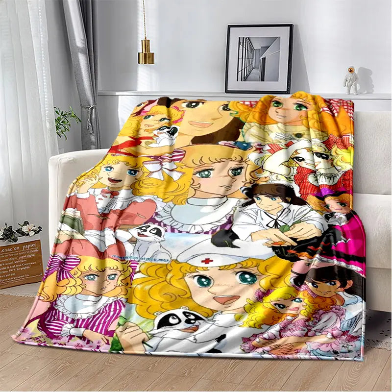 2025 New Style Candy Candy Girl Cartoon Anime Soft Plush Blanket,Flannel Throw Blanket Polyester Blanket for Living Room Bedroom Sofa Kid Gift