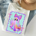 Comfort Colors Preppy Halloween Ghost Shirt, Cute Boo Ghost Coquette Tee, Floral Spooky Season Pumpkin Shirt, Girly Retro Halloween Apparel for Women