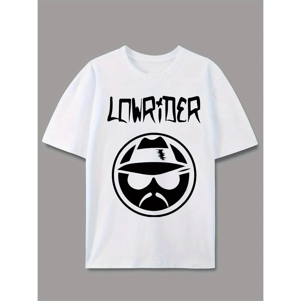 Men's Casual Graphic Tee - LOWRIDER Print, White