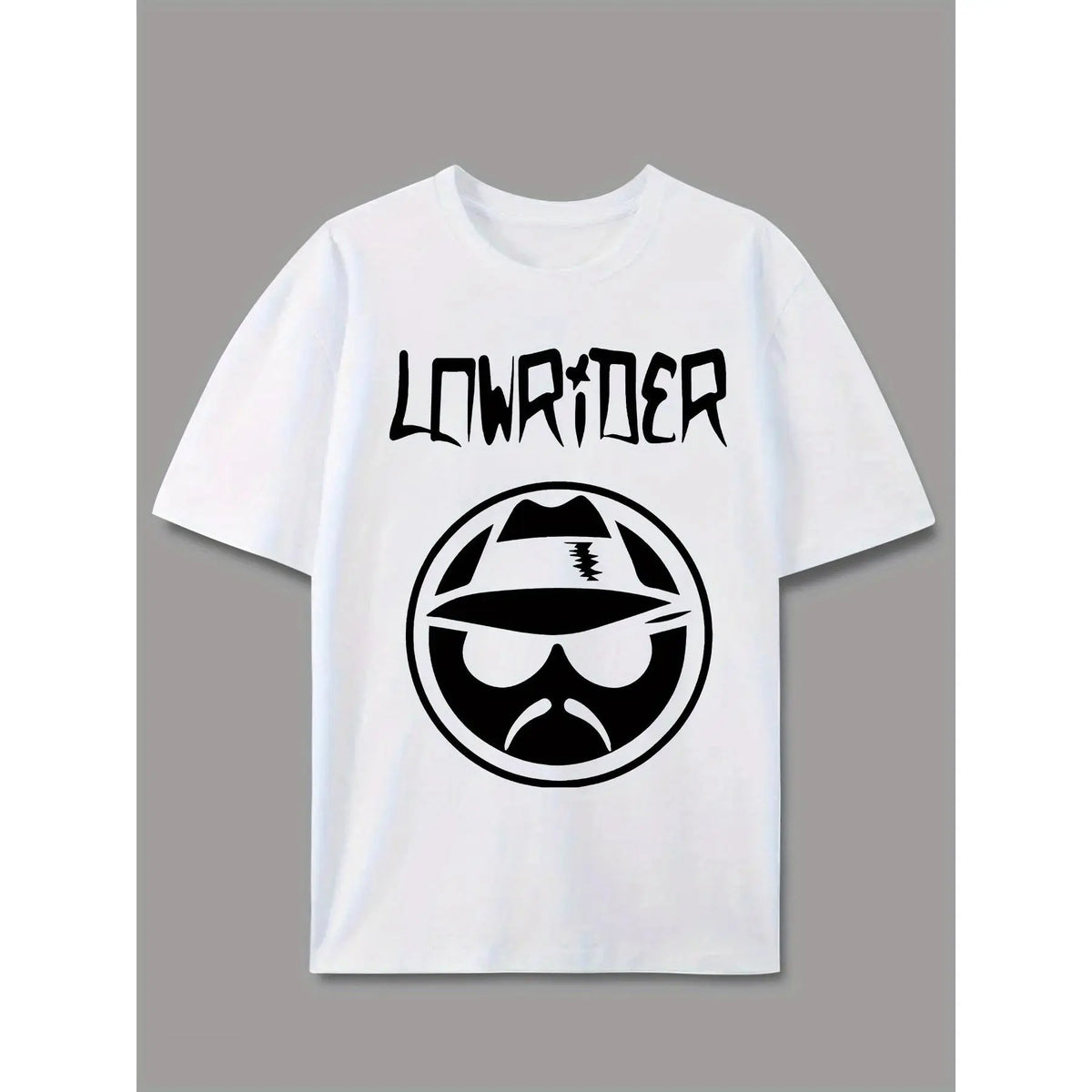 Men's Casual Graphic Tee - LOWRIDER Print, White