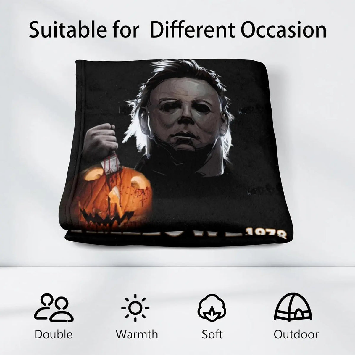 SPXUBZ Blanket Halloween Blanket Horror Movie Blanket Flannel Fleece Throw Blanket for Kids Adults Bedding