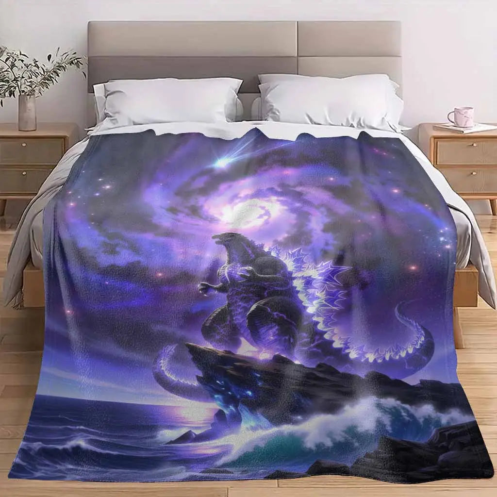 Galaxy Cosmic Dragon Antipilling Flannel Throwblanket - Nebula Sky & Ocean Cliff Fantasy Print, Ultra Soft, Warm, Breathable, Lightweight, Wrinkle Resistant, Ideal for Bedroom Decor, Holiday Gift, Fits Most Beds and Sofas (TikTok Shop Spring Glowup), Soft