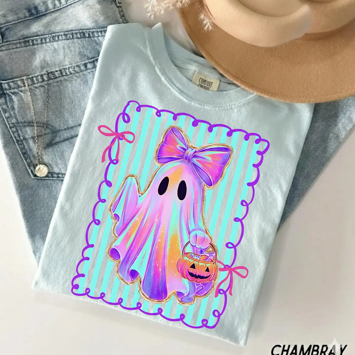 Comfort Colors Preppy Halloween Ghost Shirt, Cute Boo Ghost Coquette Tee, Floral Spooky Season Pumpkin Shirt, Girly Retro Halloween Apparel for Women