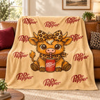 Cartoon Printed Character-Themed Cute Highland Cow Pattern Throw Blanket, 100% Polyester Cute Home Textile, Soft Warm Lightweight Blanket for Home & Office Gifts