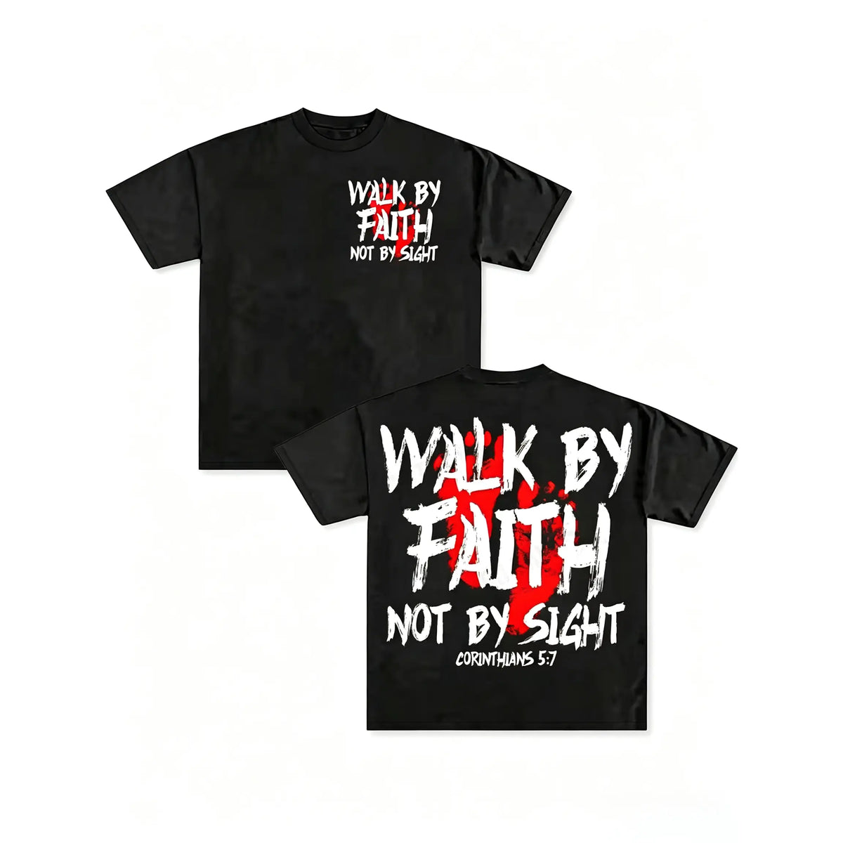 Faith-Based Graphic Tee, Unisex Cotton T-Shirt, Graffiti-Style Dual-Side Bible Quote Print, Edgy Aesthetic Tops For Gatherings & Casual Daily Moments.