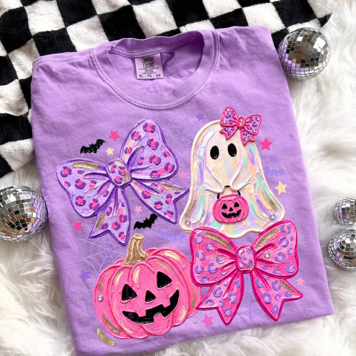 Comfort Colors Preppy Ghost Coquette Shirt, Cute Pink Bow Halloween T-Shirt, Girly Spooky Season Graphic Tee, Retro Fall Ghost Apparel, Trendy Gift